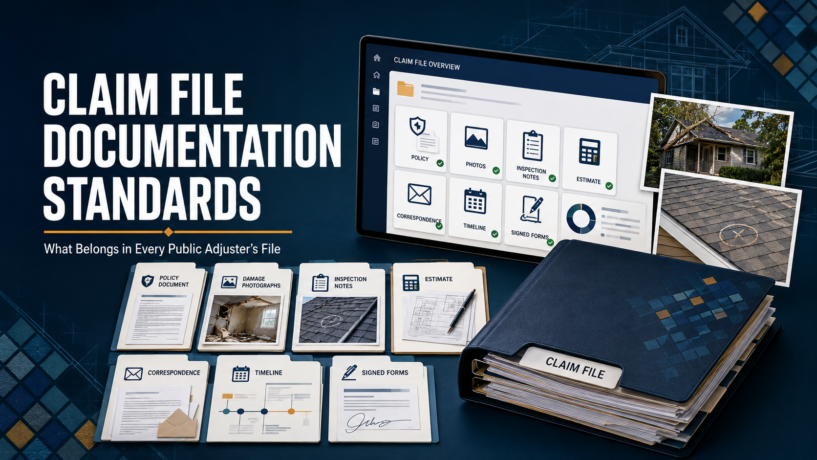Claim File Documentation Standards: What Belongs in Every Public Adjuster's File - Claim Mosaic Public Adjuster Software Blog